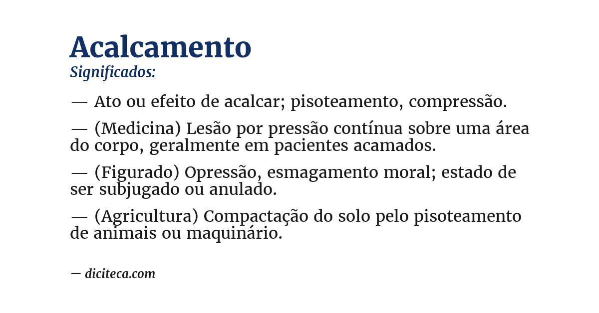Significado de acalcamento