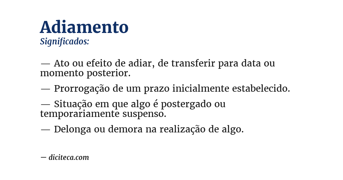 Significado de adiamento