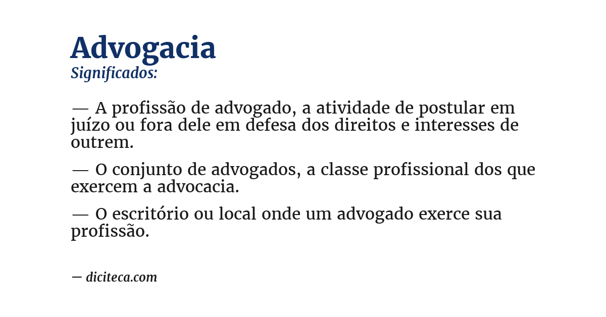 Significado de advogacia