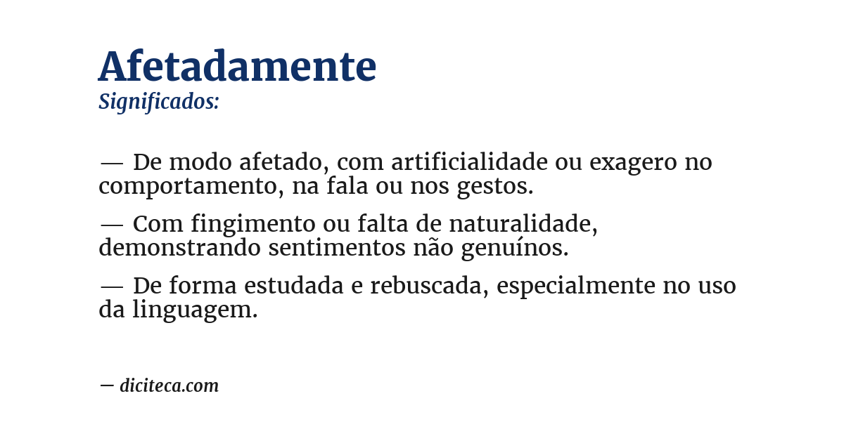 Significado de afetadamente