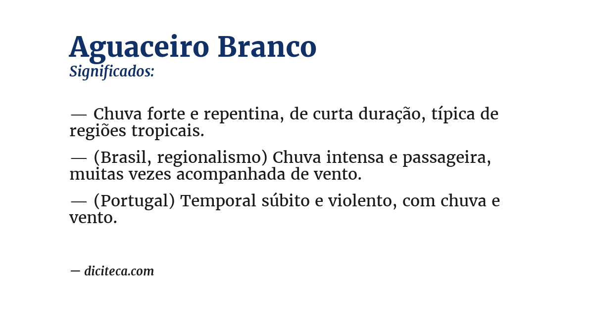 Significado de aguaceiro branco