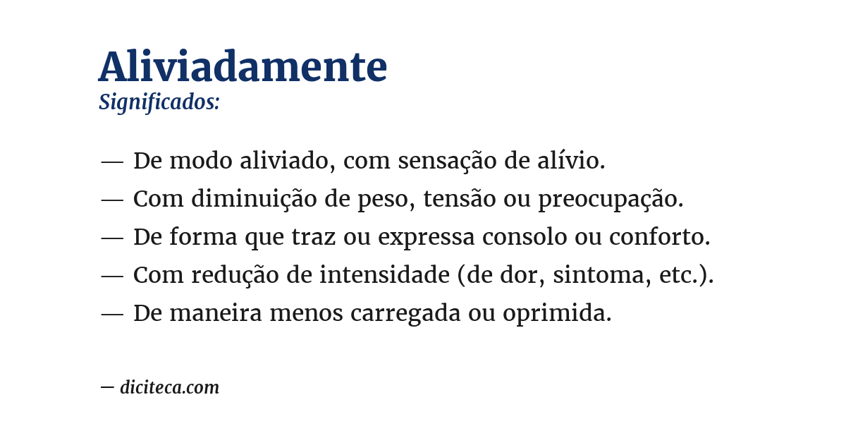 Significado de aliviadamente