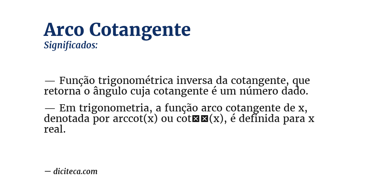 Significado de arco cotangente