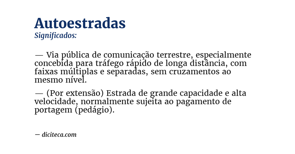 Significado de autoestradas