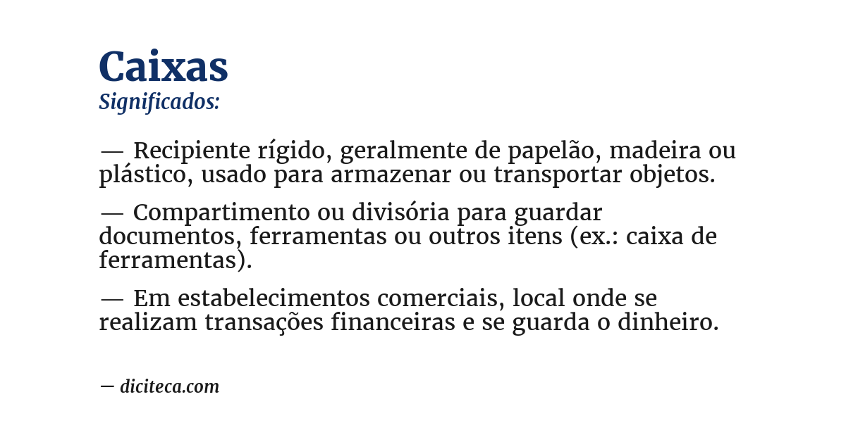 Significado de caixas