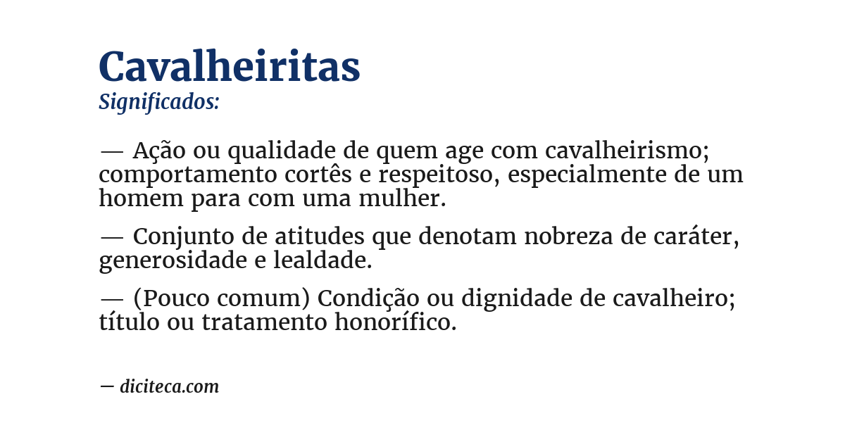 Significado de cavalheiritas