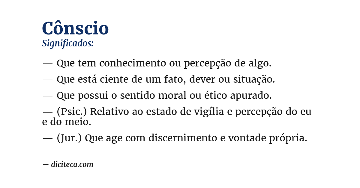 Significado de cônscio