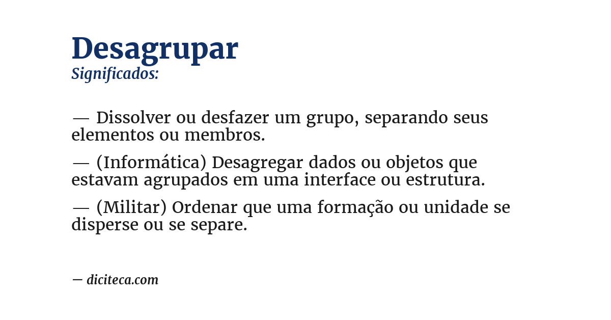 Significado de desagrupar