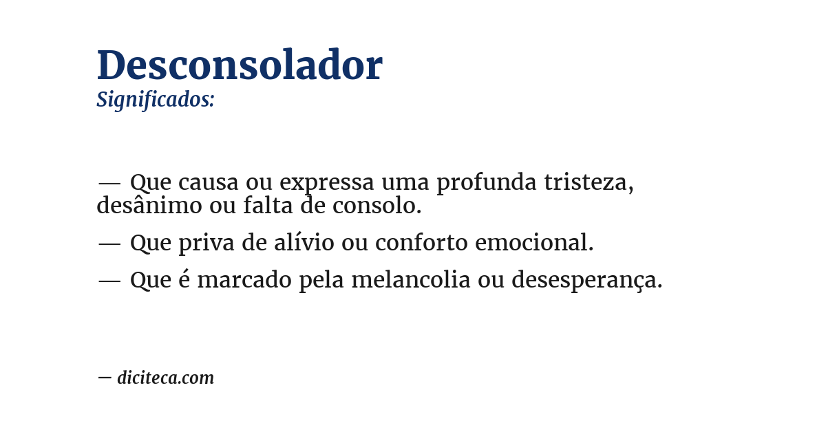 Significado de desconsolador