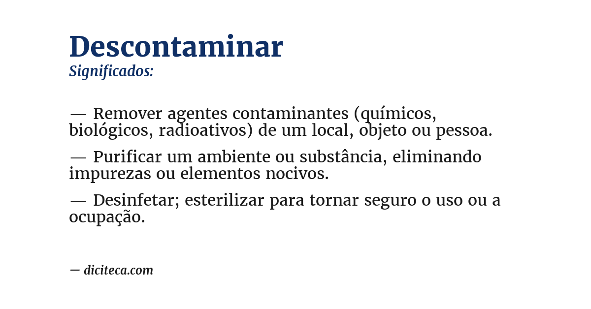 Significado de descontaminar