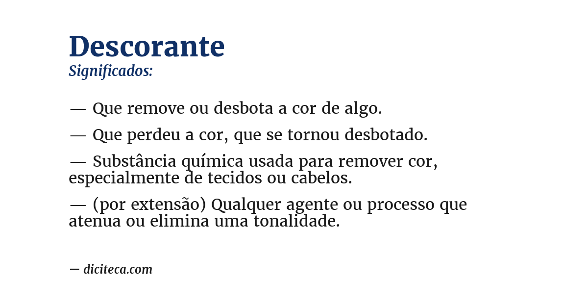 Significado de descorante