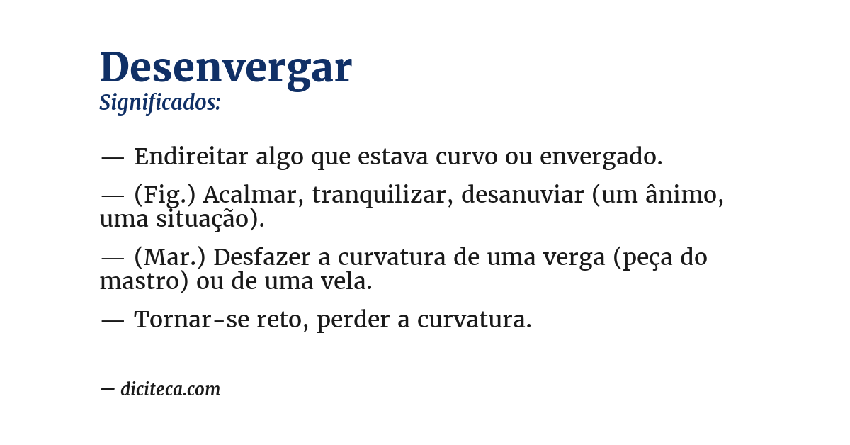 Significado de desenvergar