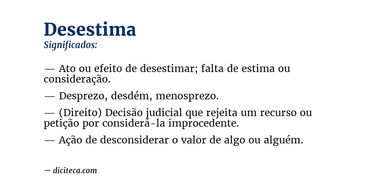 Significado de desestima