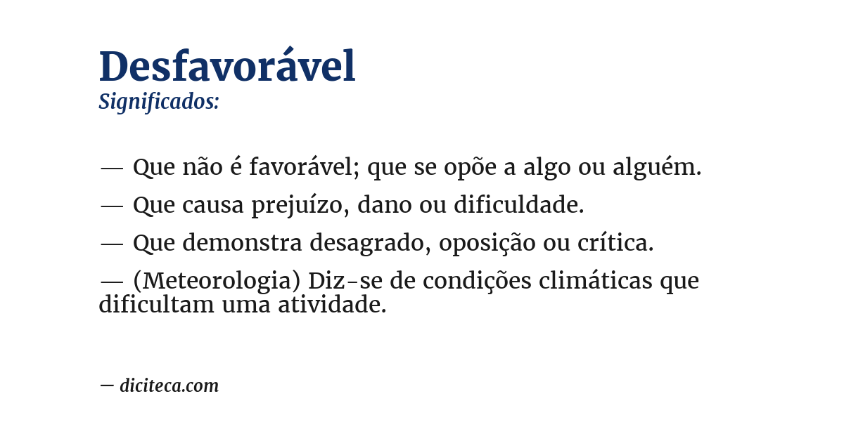 Significado de desfavorável