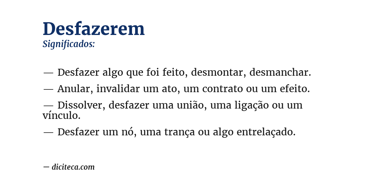 Significado de desfazerem