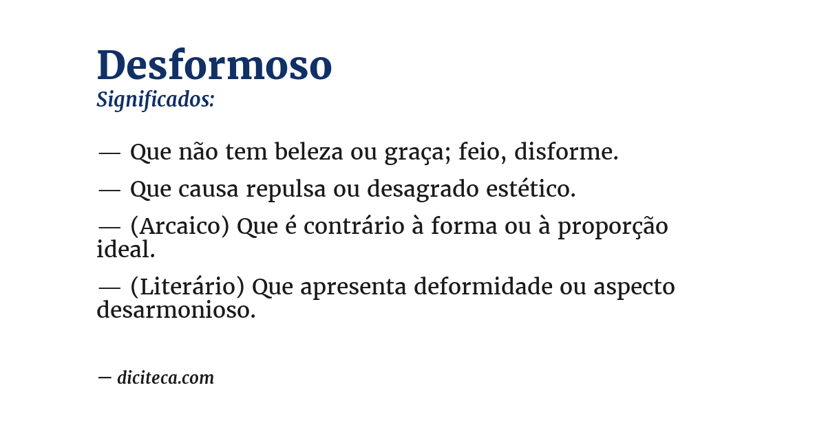 Significado de desformoso