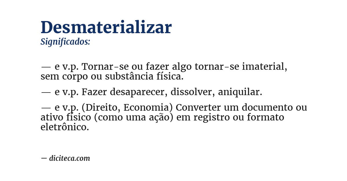 Significado de desmaterializar