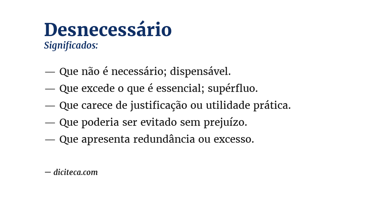 Significado de desnecessário