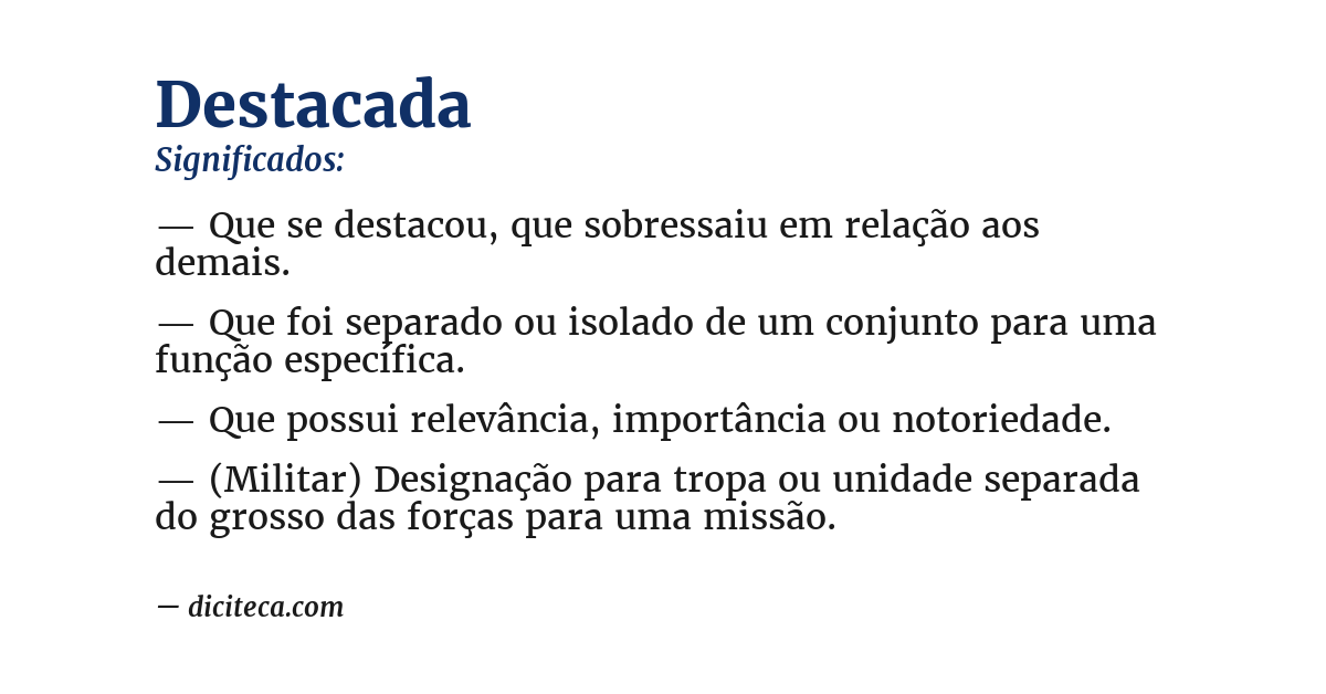 Significado de destacada