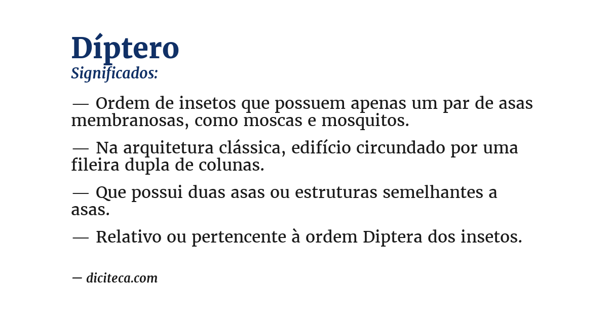 Significado de díptero