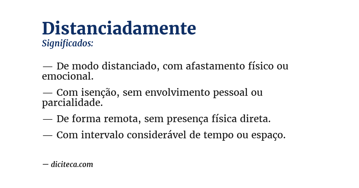 Significado de distanciadamente