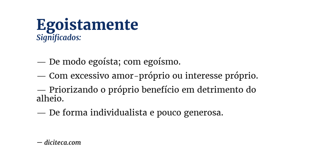 Significado de egoistamente