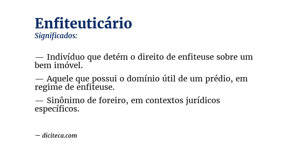 Significado de enfiteuticário