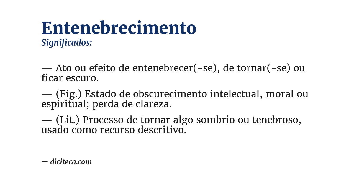 Significado de entenebrecimento