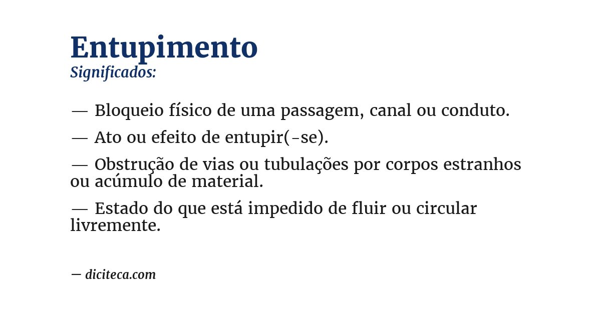 Significado de entupimento