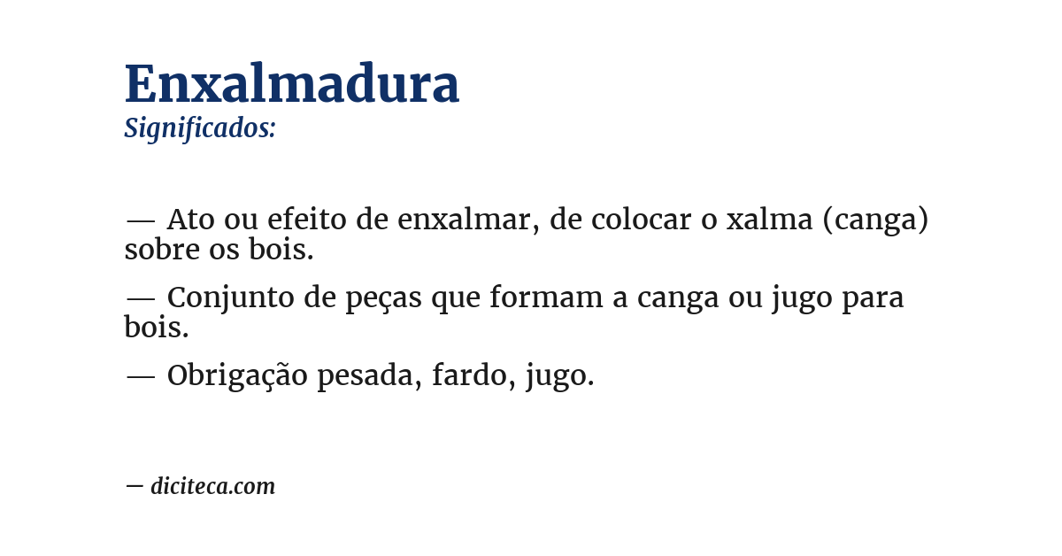 Significado de enxalmadura