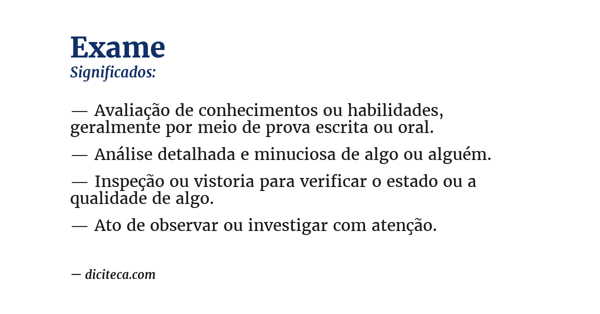 Significado de exame
