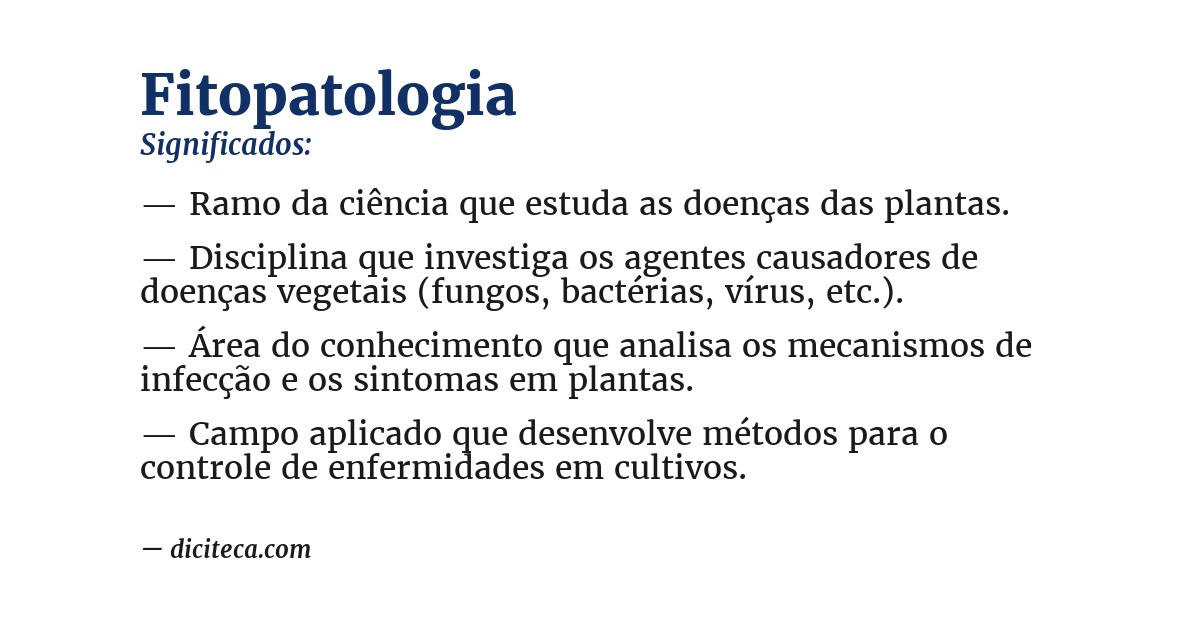 Significado de fitopatologia