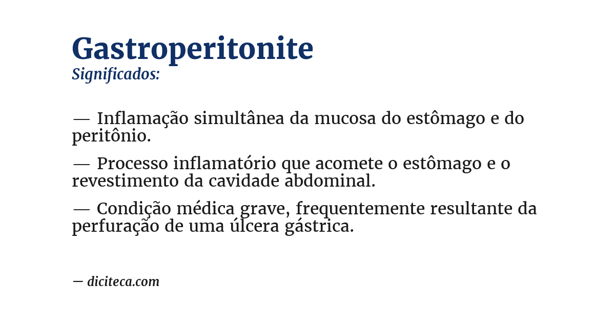 Significado de gastroperitonite