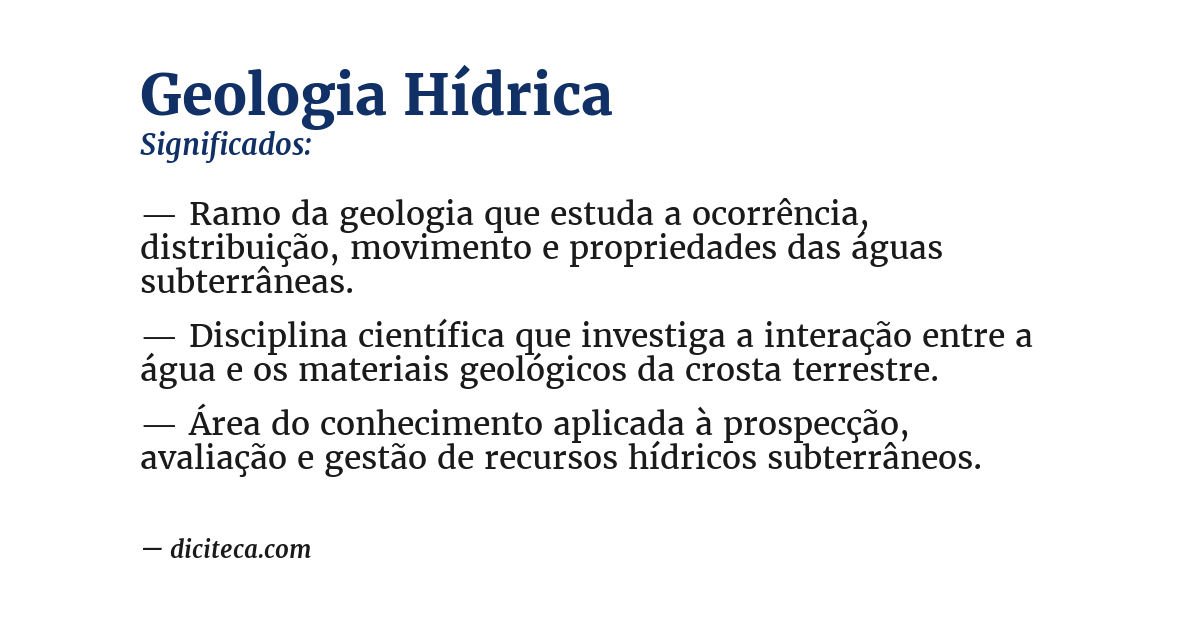 Significado de geologia hídrica