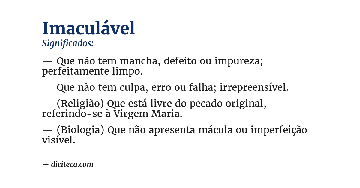 Significado de imaculável