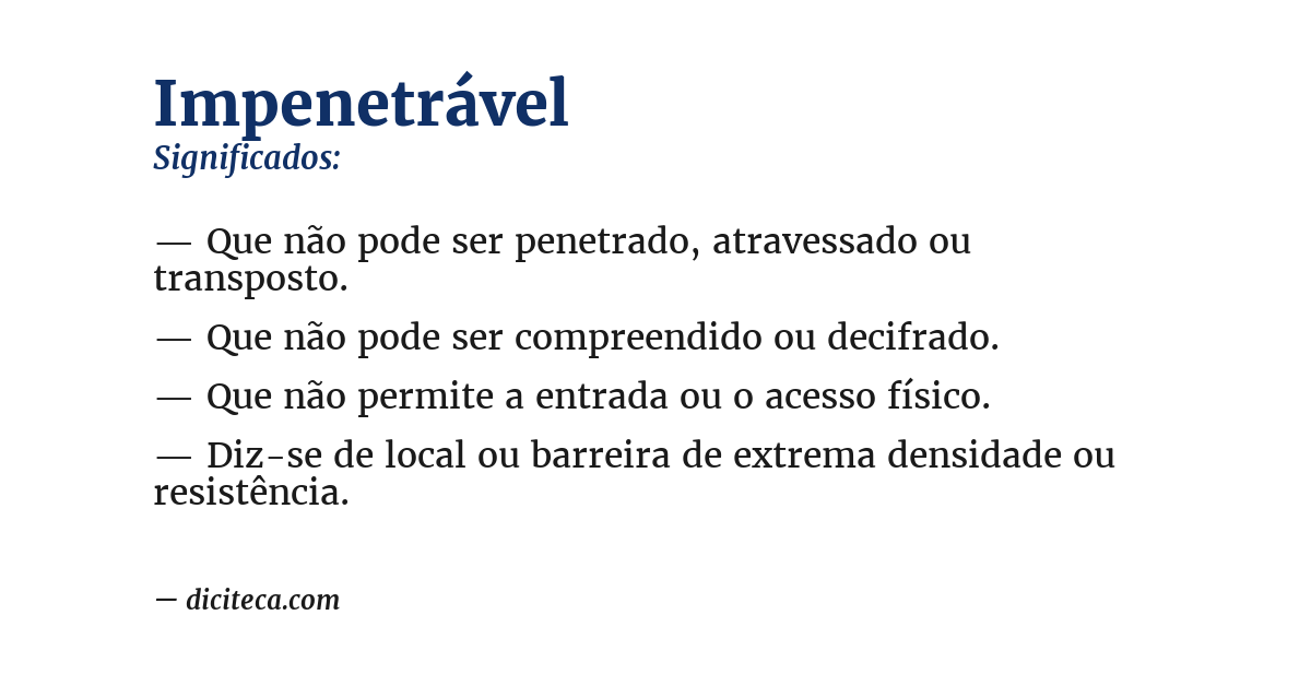 Significado de impenetrável