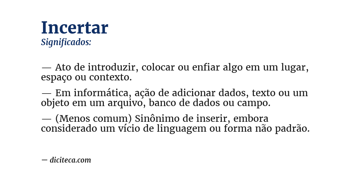 Significado de incertar