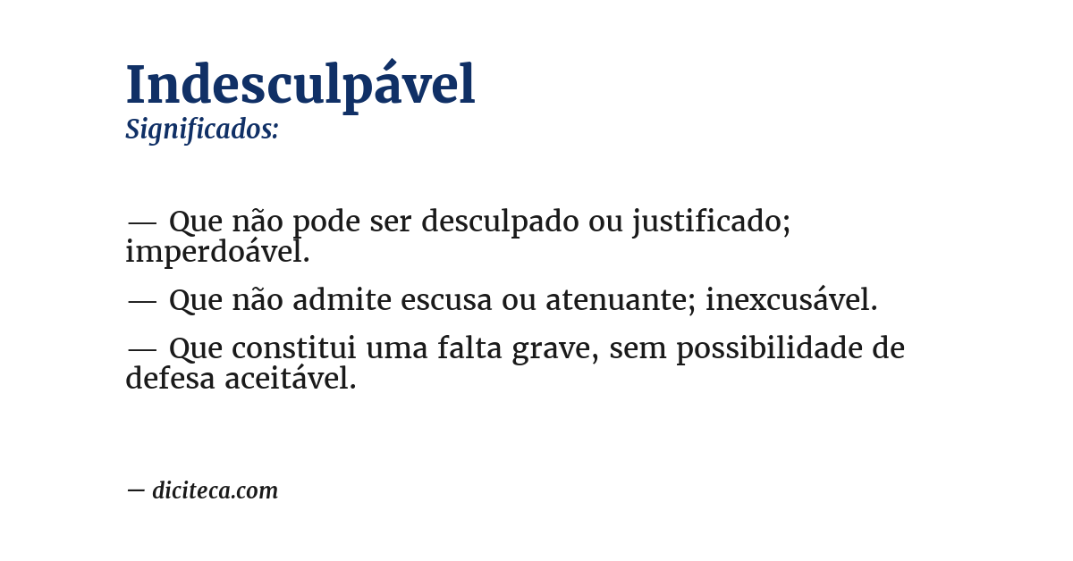 Significado de indesculpável