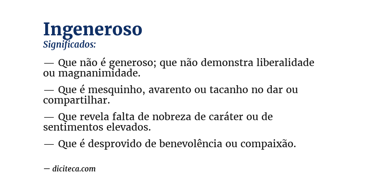 Significado de ingeneroso