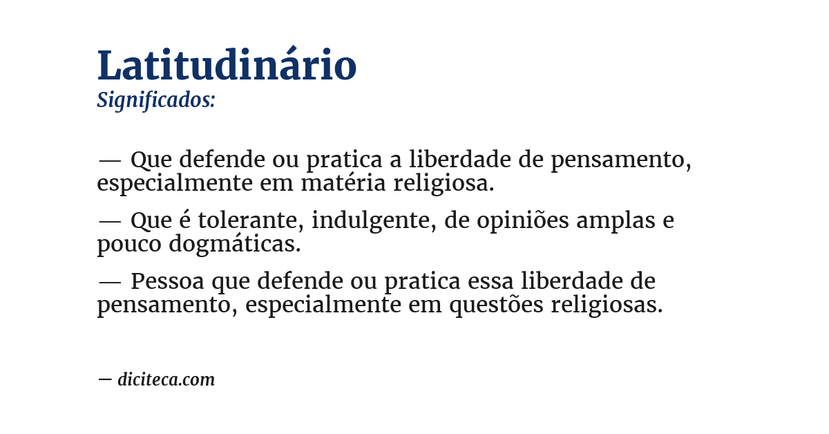 Significado de latitudinário