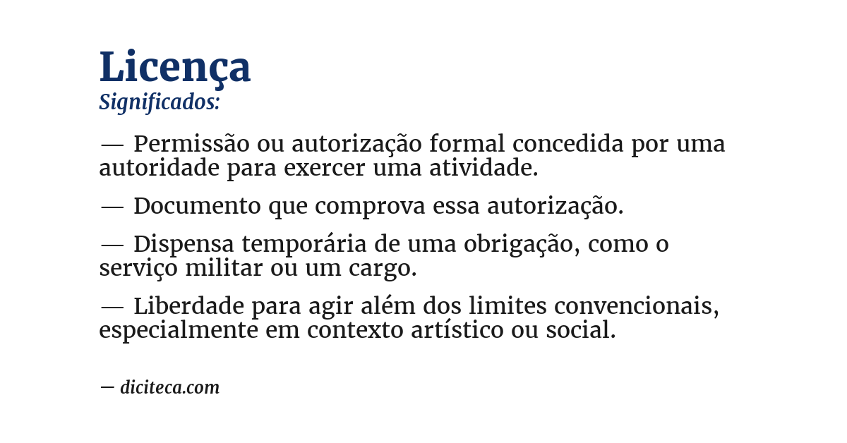 Significado de licença