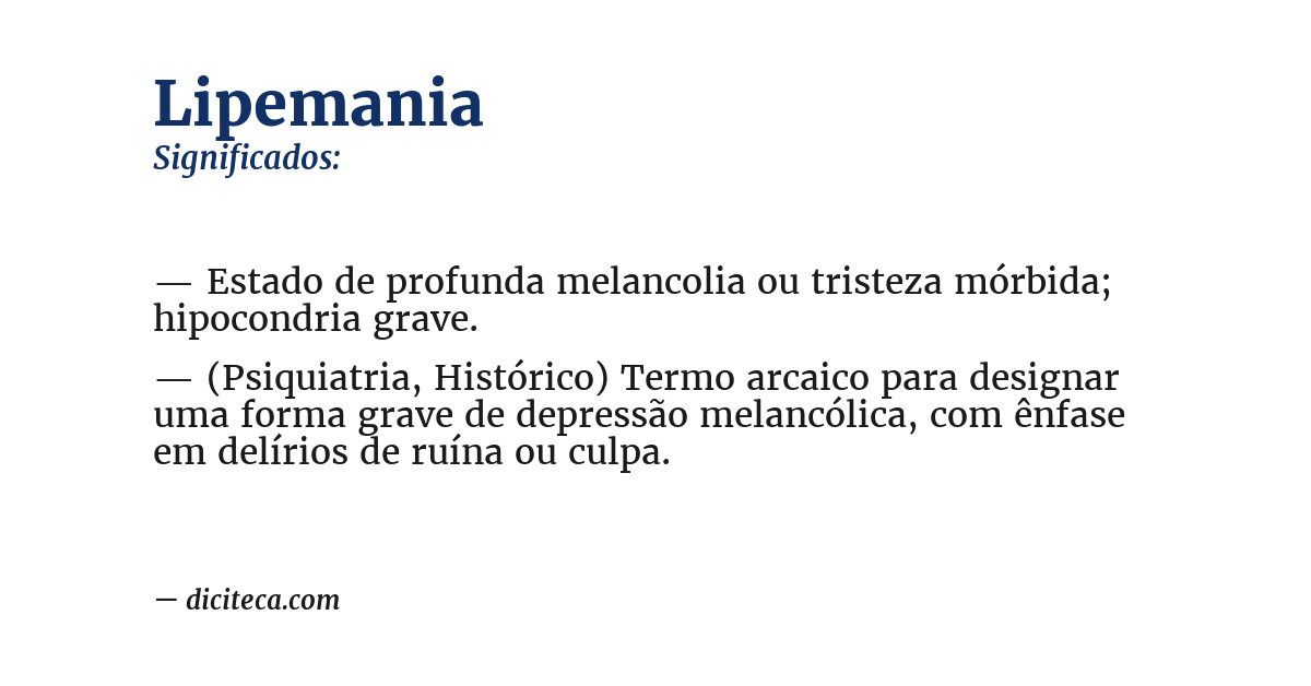 Significado de lipemania