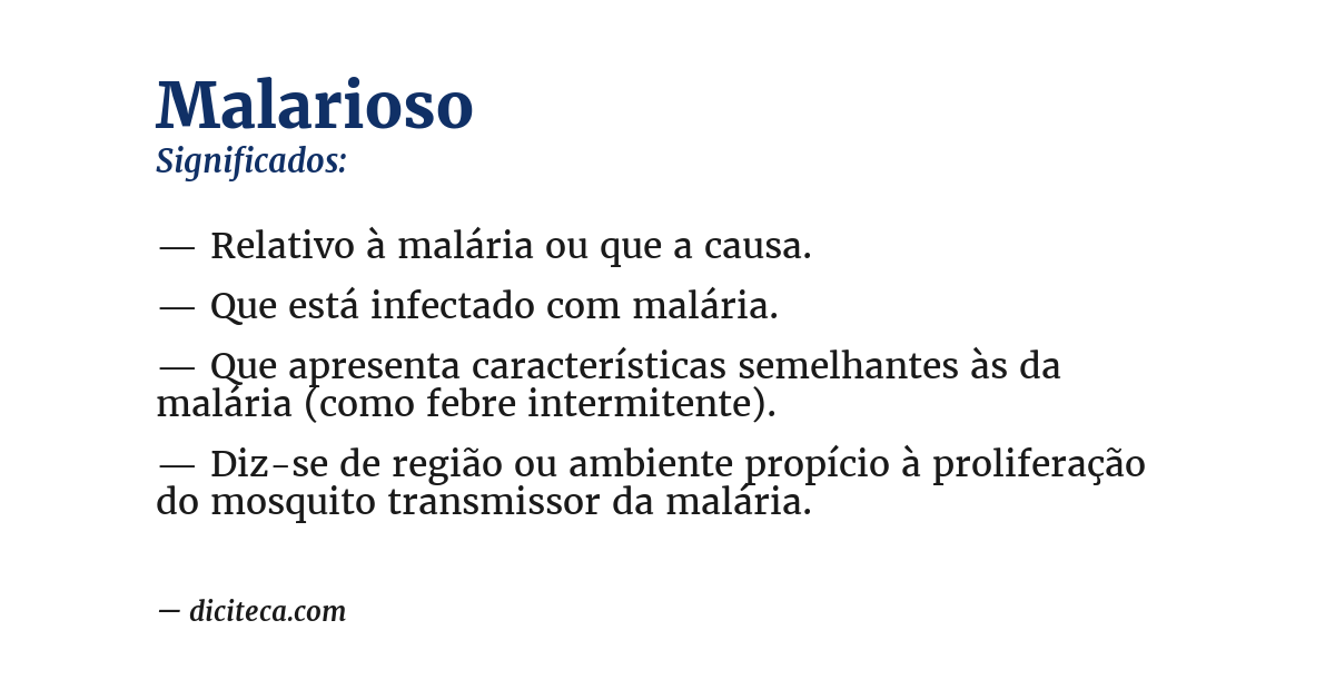 Significado de malarioso