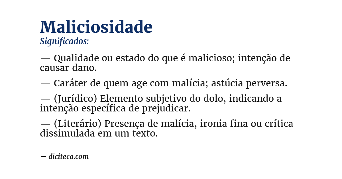 Significado de maliciosidade