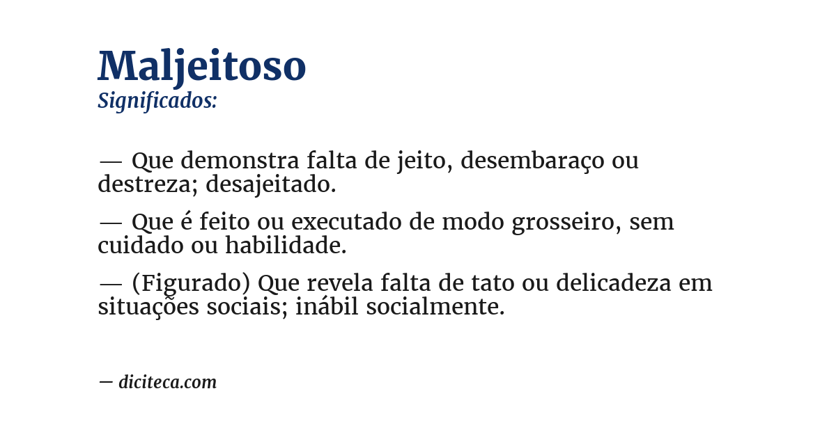Significado de maljeitoso