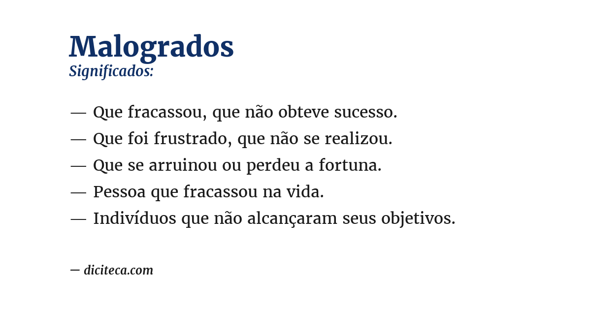 Significado de malogrados