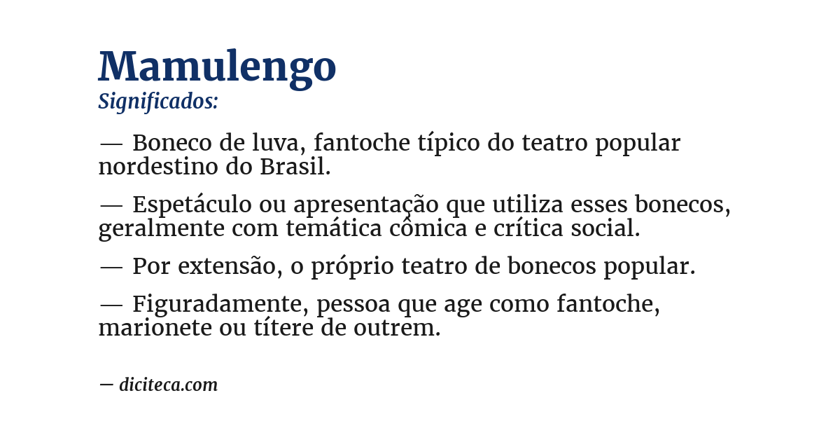 Significado de mamulengo