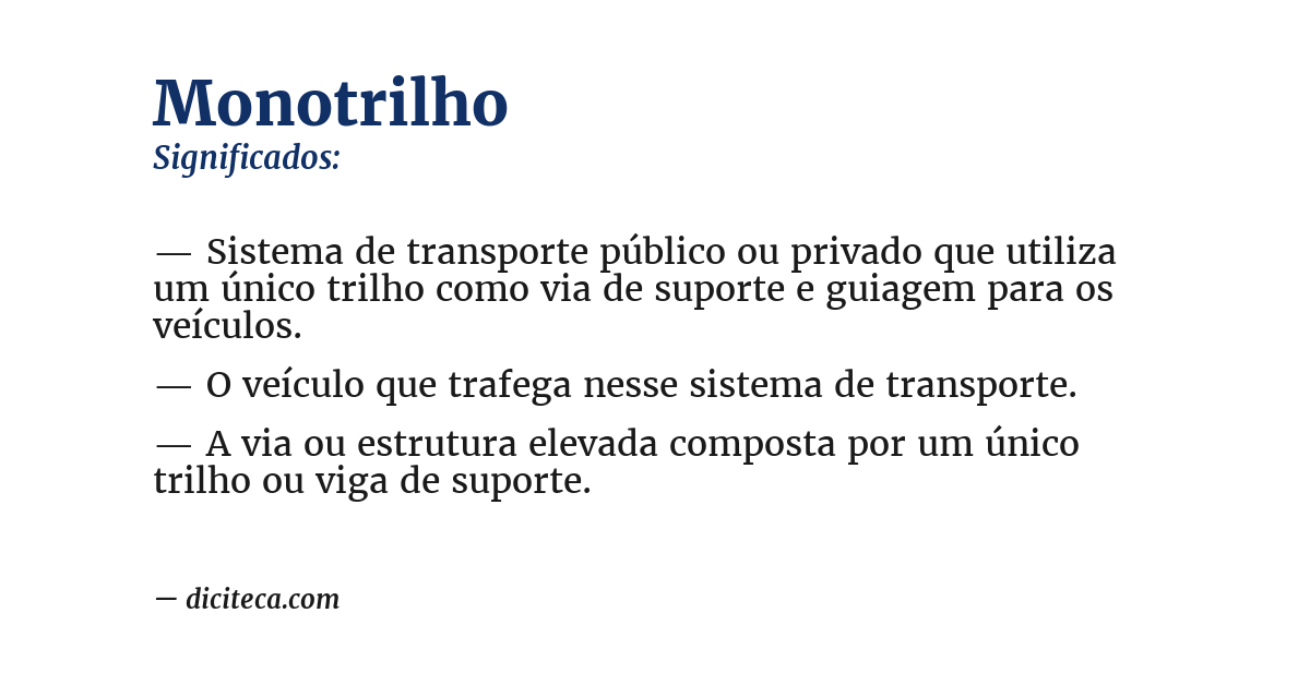 Significado de monotrilho