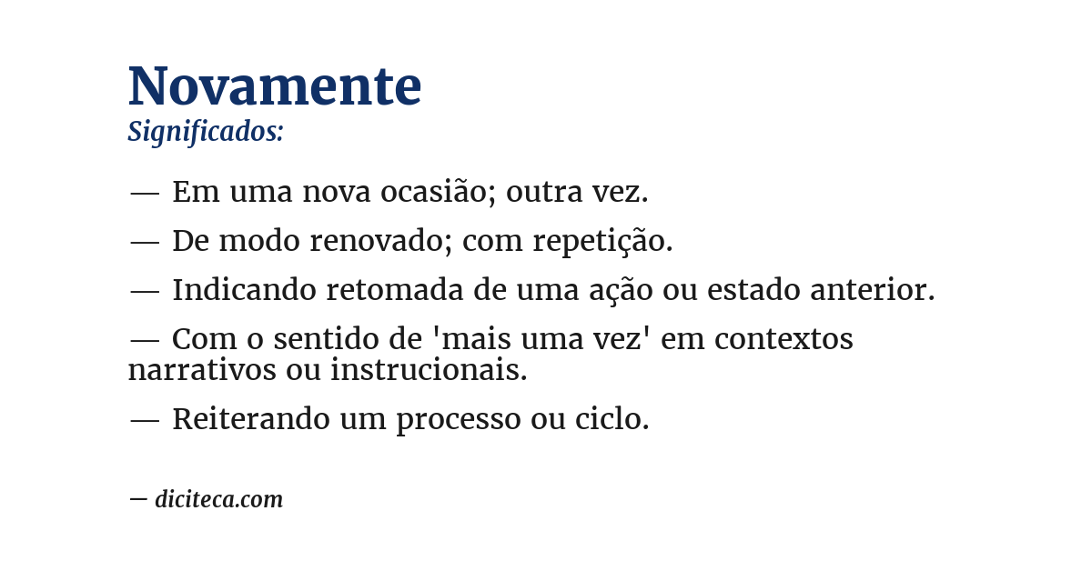 Significado de novamente
