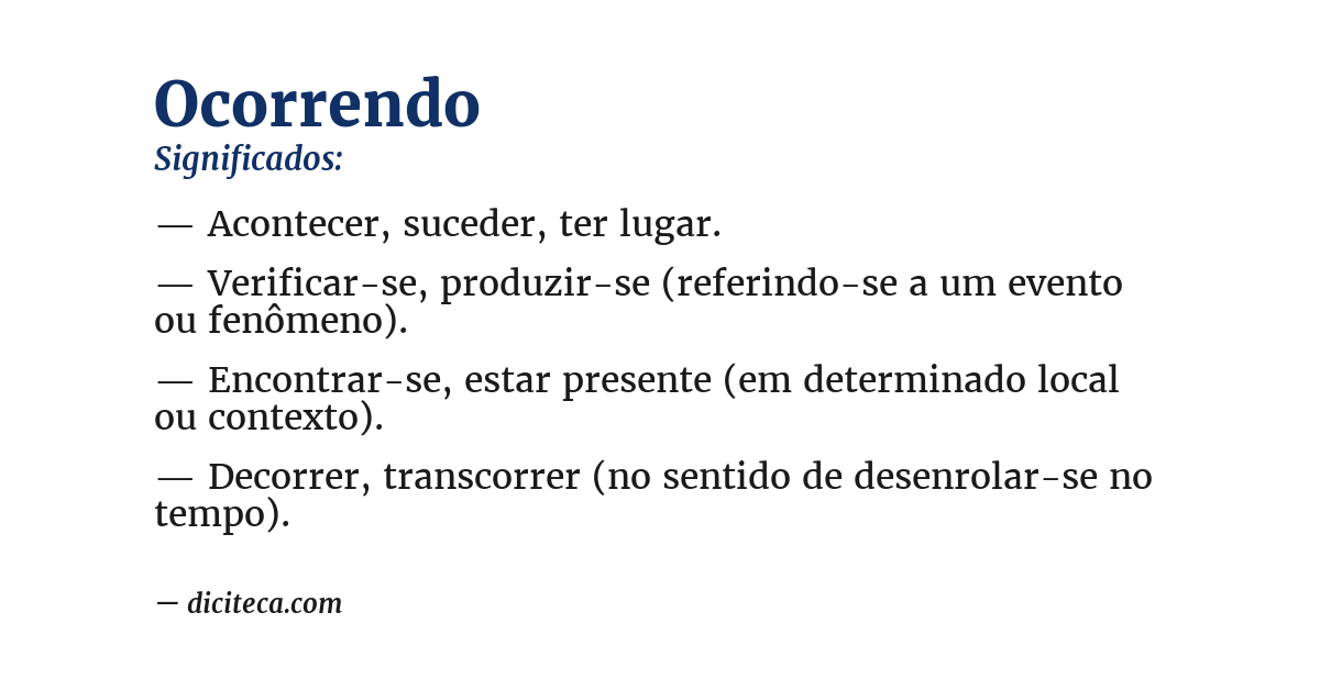 Significado de ocorrendo